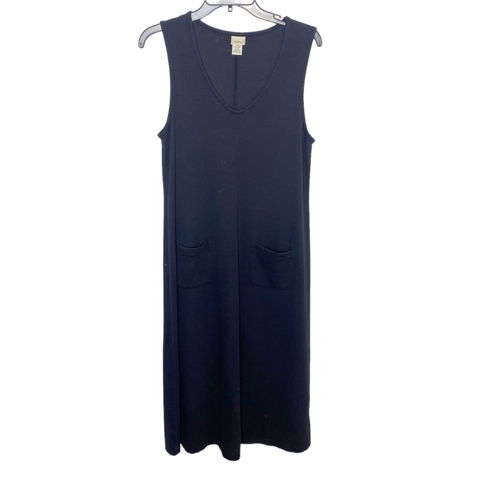 L.L. bean black sleeveless T-shirt dress maxi knit small